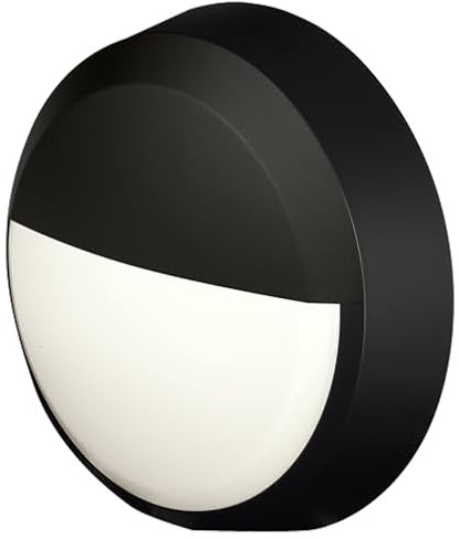 4lite Pylus Outdoor Round Eyelid Wall Light (Black) 660lm Bulkhead IP54 LED Integrated Exterior Light - 4L2/3218-4Yr Guarantee
