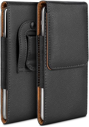 moex Plug Case für Realme GT 6 Hülle mit Gürtelclip, Handy Gürteltasche PU Leder, Handyhülle zum Einstecken, Lederhülle Gürtel Schutzhülle Einsteckhülle Etui, Schwarz