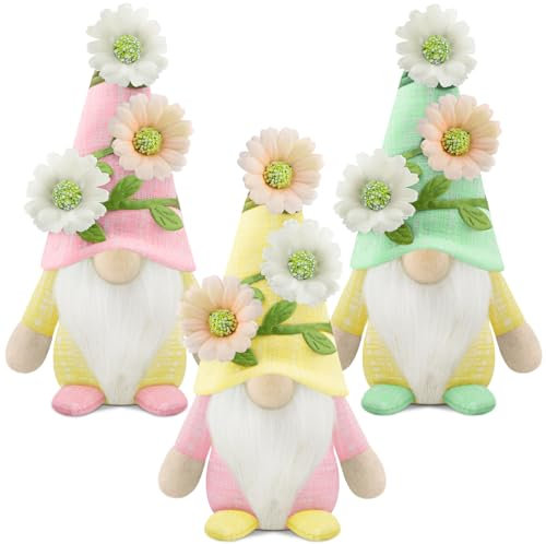 Gehydy Deko Frühling Wichtel Figuren 3er Set Frühlingsdeko Osterwichtel Deko Ostern Zubehör für Home Küche 19cm