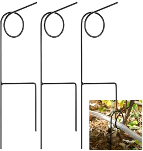 Teenyyou Pflanzenschutz-Schlauchführung, 44,1 cm, robuste Metall-Gartenpfähle, Pflanzensparer, Wasserschlauchhalter, Rasen- und Gartenbewässerungsausrüstung, 360 Grad drehbar, für Hof, Rasen, 3 Stück