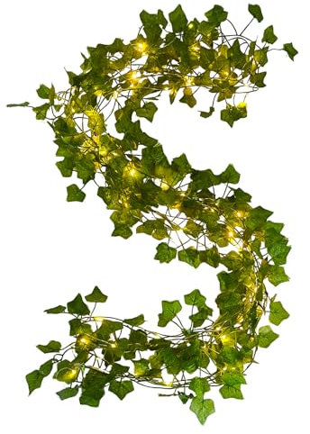 CYIOU Luces de Hadas LED de Hiedra Artificial 33 Pie/10M 100 LED Guirnalda Luces Decorativas Interior Cadena de Hiedra Artificial para Jardín Dormitorio Balcón Decoración de Bodas(sin bateria)