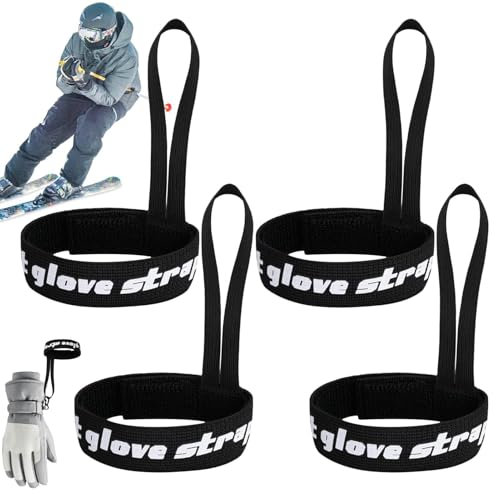 4Pcs Sangle pour Gants De Ski, Sangle Poignet pour Gants, Dragonne Élastique pour Gants De Ski, Sangles De Gants De Sport, Ski Dragonne De Gants Laisse Hiver pour Sports Ski Plein Air Gants Suspendre