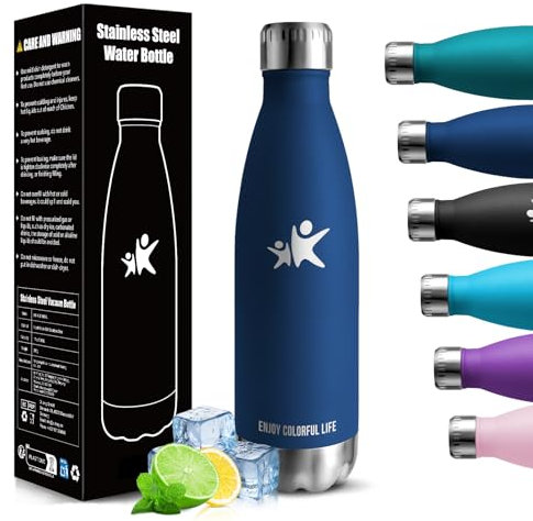 HoneyHolly Botella Termica - 500ML - Botella agua Acero Inoxidable, Termo con pared Doble Aislamient, de Fugas, Cantimplora Termica para Niños, Deportiva, Gym - Conserva 12 Horas Caliente, 24 frio