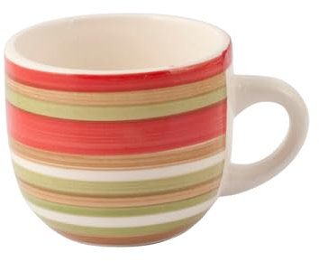 H&H Home, Set 8 Tazze da Caffè in Stoneware 100 Righe, Senza Piatto, Colori Assortiti, 95 cc - Lavabili in Lavastoviglie e Idonee per Microonde