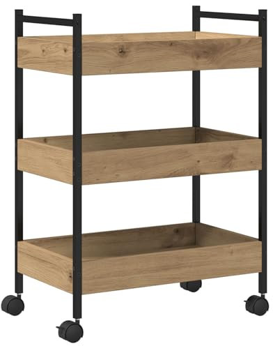 vidaXL Carrello da Cucina in Legno Industriale con Ruote Bloccabili Finitura in Rovere Artigianale 50 X 30 70 cm Storage Mobile per Buffet e Carrello Organizzatore Multifunzionale Durevole
