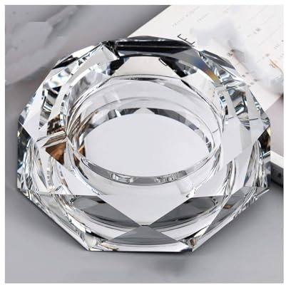 BODHIS Aschenbecher, versilberter Aschenbecher aus Kristallglas, Zigarrenaschenbecher, große Aschenbecher (20 cm)