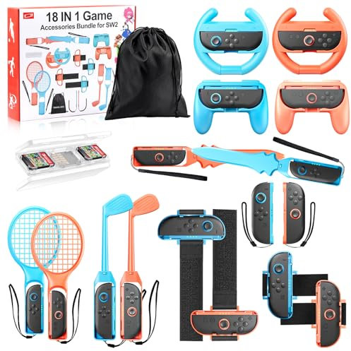 18in1 Switch 2 Sport Zubehör, für Nintendo 2 2025 Switch Spiele,Family Party Fun Game Zubehör Bundle für Kinder/Erwachsene Switch 2 Sport Spiele