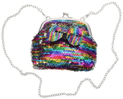 Glitzernde Paillettentasche mit Schleifenmuster, 1 Stück, Pu Leder | Kinder Umhängetasche, Lässige Schultertasche, Aufbewahrungsbeutel für Kinder, Pailletten Handtasche