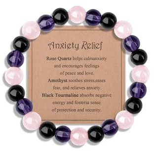 Sahoottie 8mm Crystal Bracelets for Women Healing Gemstone Beaded Bracelets for Good Luck ＆ Travel Companion ＆ Anxiety Relief ＆ Protection Birthday Valentines Christmas Gifts for Womens,Her,Mens