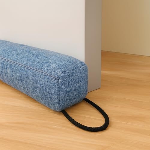 Zugluftstopper für Türen, Tür Zugluftstopper mit Granulatfüllung, Winddichter Türstopper aus Polyester & PP Baumwolle, Zugluftstopper Haustür gegen Kälte & Staub (Graublau, 92CM)