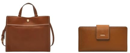 Fossil Damen Carmen Braune Ledertasche und Logan Portemonnaie, Set