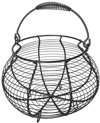 Cesta Para La Recogida De Huevos, Soporte De Alambre Tejido Vintage, con Asa de Alambre y Cesta para Huevos, Para Encimera De Cocina Granja Jardín Fruta Verdura Pascua Navidad