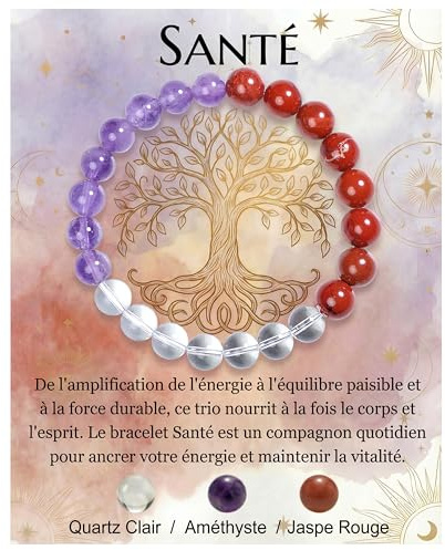 Bivei Bracelet Pierre Naturelle Pour Femme et Homme,Idée Cadeau | Bracelet en Cristal Naturel,Bijoux Elastique Artisanal,Motif Mauvais Oeil,Perle de 8MM,Pour Yoga et Méditation