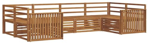 vidaXL Sofagarnituren 6 pcs Natur Massivholz Akazie, Moderner Garten-Sofa, strapazierfähiges Terrassen-Set, Bequeme Sitzmöbel für Deine Lounge-Atmosphäre
