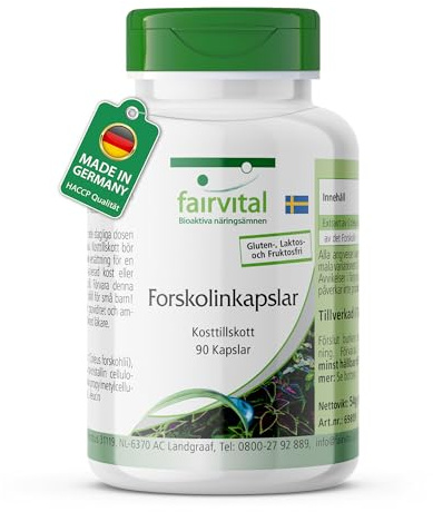 fairvital, Forskolin Kapseln, 90 Kapseln, 400mg pro Kapsel, Coleus Forskohlii Extrakt, qualitätsgeprüft und hochdosiert, 100% vegan, Made in Germany