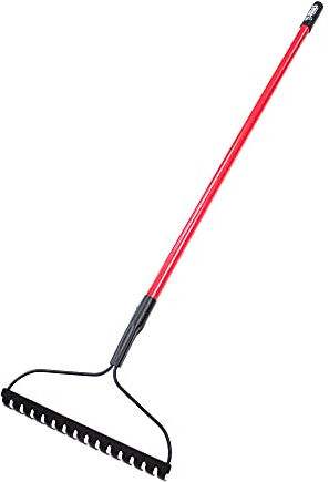 Bully Tools Bow Rake 16 Tines | Heavy Duty Steel Garden Rake for Leaves Lawn Debris Mulch Soil and Gravel | 58 Fiberglass Handle Leaf Rake, 100% Made in USA