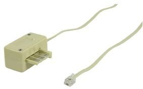 Cable avec fiche PTT gigogne ET fiche connecteur modulaire RJ11/6P4C, ivoire- 10m00 -