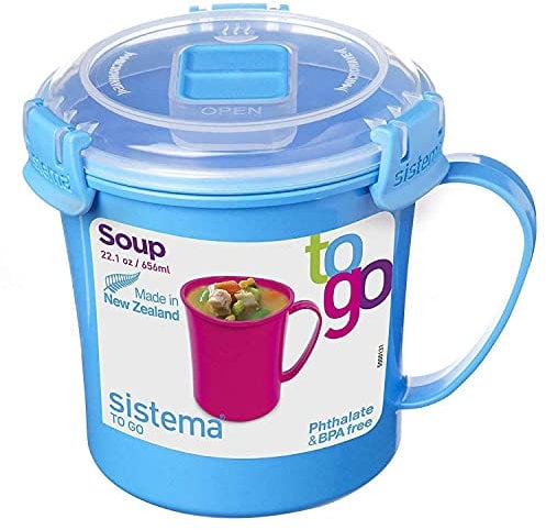 Sistema Microwave Medium Soup Mug | Microwave Food Container | 656 ml | BPA-Free | Minty Teal