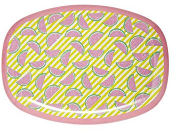 Rectangular Melamine Plate with Watermelon Print by Rice