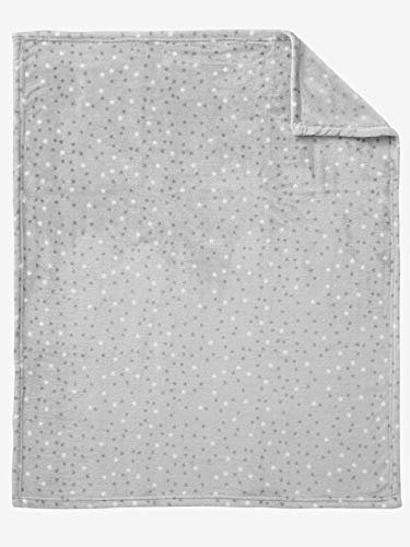 Vertbaudet Baby-Decke mit Sternen, Mikrofaser hellgrau 75X100