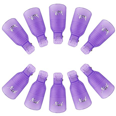 G2PLUS Gel Nail Remover Clips - 10 PCS Nail Polish Remover Finger Clips - Plastic Nail Soak Off Clips - for Removing Gel Nail Polish