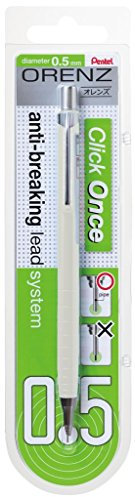 Pentel XPP505-WX ORENZ Porte-mine 0,5 mm B 100% incassable sur carte blister Blanc