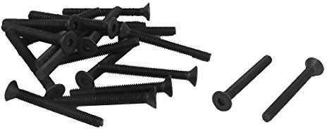 sourcing map 20 Stück M3 x 25mm Senkkopfschrauben Innensechskant Flachkopfschrauben Senkkopfschrauben mit Innensechskant Schwarz