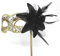 LADIES SPARKLING BLACK AND GOLD VENETIAN MASQUERADE CARNIVAL PARTY EYE HAND HELD MASK ON A STICK WITH DIAMONTES & FLOWER