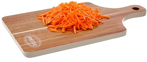 Premier Housewares White Accacia Wood Chopping & Serving Board | Wooden Cutting Board for Kitchen | Chopping Board for Vegetables, Meat | Serving Board for Dining Area