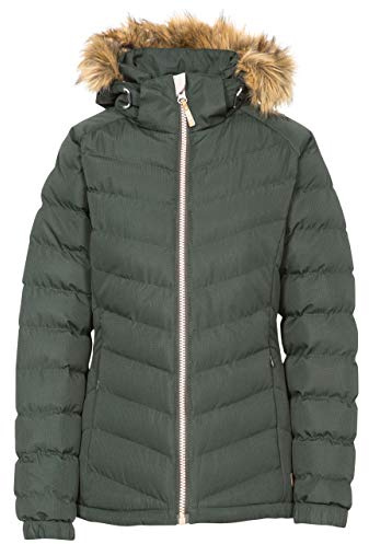Trespass Womens Casual Jacket Nadina - Contrast Lining, Padded, ColdHeat, Inner Storm Flap, 2 Concealed Zip Pockets, Adjustable Zip-Off Hood with Faux Fur Trim