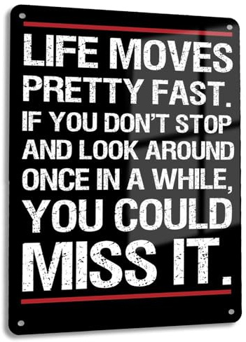 Life moves pretty fast | Zitat Schild Ferris Bueller Filmzitat A4 Metallschild Wandkunst Poster