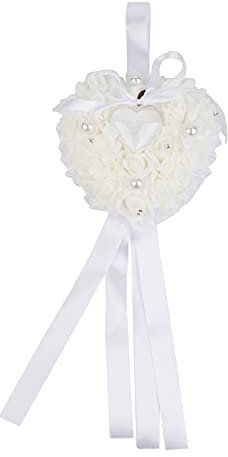 Fydun Rose Ehering Box romantische Rose Hochzeit Bevorzugungen Herz Perle Ring Box Kissen Schmuckschatulle für Hochzeitsfeier Verlobungsring Valentinstag