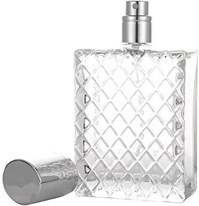 CJMING 100ml Parfum Atomiseur Rechargeable, 100 ML Carrés Bouteille de Parfum en Verre Grilles Portable Clear Voyage, Flacon de Parfum Vide Bouteille, Portable Parfait Accessoire De Voyage