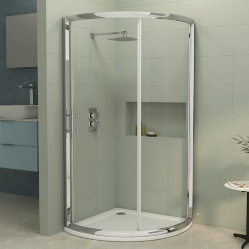 760 x 760mm Quadrant Shower Enclosure with Acrylic Tray Single Sliding Cubicle Door 6mm Safety Tempered Glass Screen