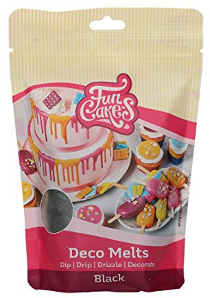 FunCakes Deco Melts Nero - Inzuppate Sgocciolate, Spruzzate e Decorate! Sciogliere nel Microonde e Versare in Ogni Stampo. Preparare Dolci, Decorare Torte, Biscotti e Cupcake! 250 g