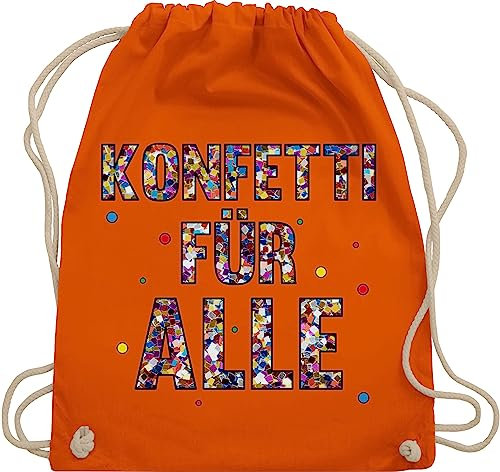 Turnbeutel Rucksack - Karneval & Fasching - Taschen - Konfetti für Alle I - Unisize - Orange - beutel köln karnevalsbeutel faschings karnevalsmotiv stoffbeutel kamelle tasche karnevalstasche