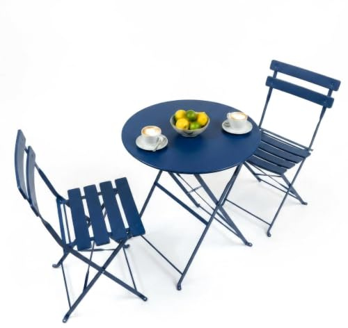 Harbour Housewares 2 Seater Round Bistro Garden Furniture Set - Navy