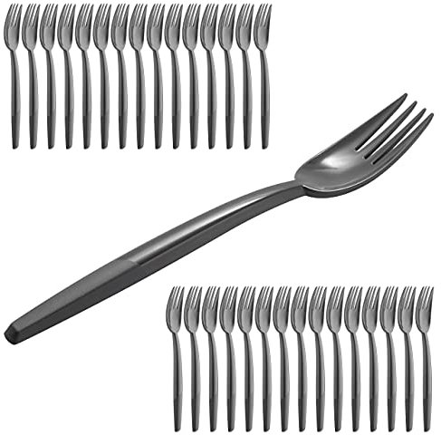 Grizzly Juego de cubiertos I set de 30 tenedores plastico reutilizables I Resistentes, aptos para lavavajillas I 100% reciclables I cubiertos camping de color antracita