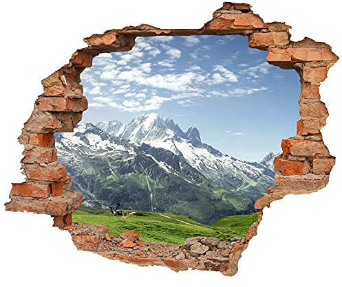Wandtattoo - Wanddurchbruch mit Aussicht Almwiese und Berge 90 x 74 cm - Wandsticker