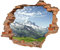 Wandtattoo - Wanddurchbruch mit Aussicht Almwiese und Berge 90 x 74 cm - Wandsticker