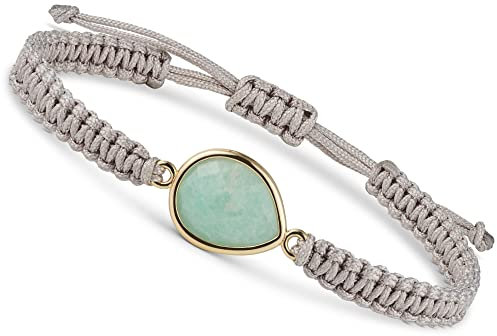 BENAVA Yoga-Armband für Damen, Edelsteinperlen mit Anhängern | Edelsteinarmband Meditation | 16-24 cm, Onesize, Amazonit, Amazonit