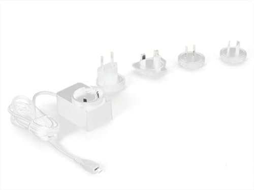 HQ-Power Cargador Compacto,conexión USB Micro-B,4 enchufes de Viaje,para Australia, Europa, Reino Unido y EE.UU., 5 V 2,5 A 12,5 W,Cable de 150 cm, Blanco