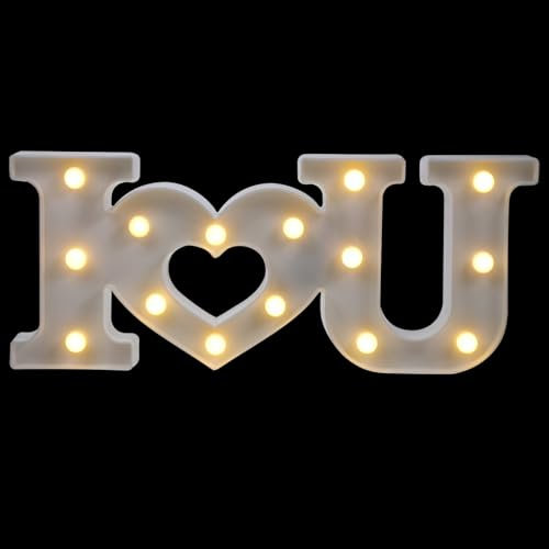 Uonlytech Light Up I Love You Sign I Love You Letters Sign Battery Operated Led Heart Lights for Propose Marriage Courtship Wedding Anniversary