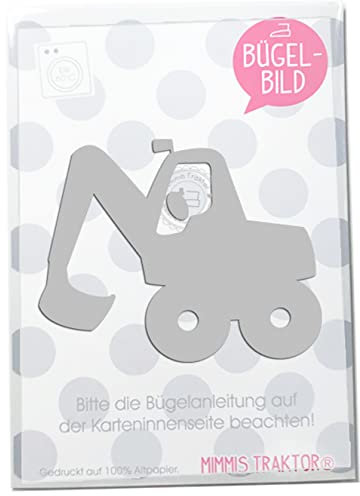 Bügelbild Reflektor Bagger 10 cm SILBER reflektierend Aufbügler Applikationen Bügelsticker für Stoffe Textilien Kinder zum Aufbügeln Flicken