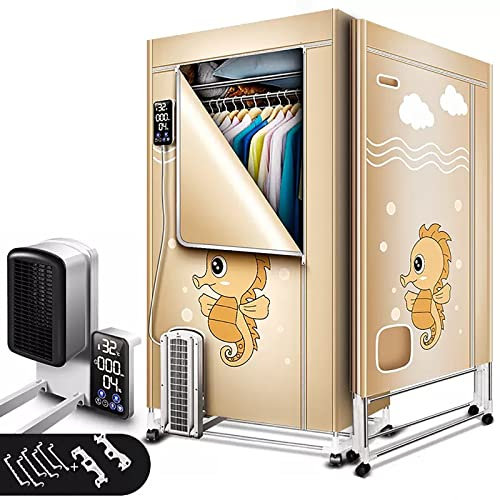 KOKMAT Sèche-Linge électrique Pliable 1600W, séchoir à Linge Chauffant électrique à 3 Couches, Petit séchoir Domestique 220V 2000W avec Rideau en Tissu Anti-poussière (Color : Khaki, Size : 2000W)