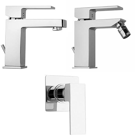 Kit Rubinetteria finitura Cromata Miscelatore Bidet, Lavabo, Doccia