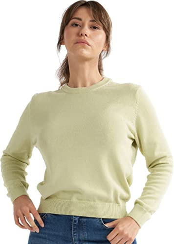 alsestudio Women`s Crewneck Jumper 100% Cotton Premium Quality Silk Touch Long Sleeve Pullover Essential Style Knitted Sweaters for Women