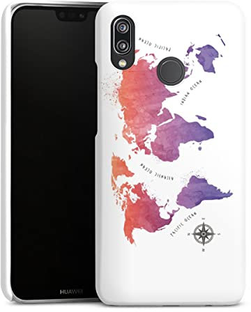 Custodia premium compatibile con Huawei P20 Lite Cover per smartphone Custodia opaca Mappamondo Bussola Ombre