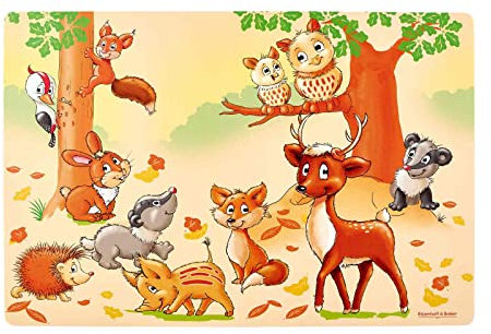 Ritzenhoff & Breker Platzset Waldtiere, Tischset 45 x 30 cm für Kinder, Platzmatte mit Tier-Motiven, Abwischbar