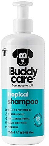 Tropisches Hundeshampoo von Buddycare - Tiefenreinigendes Shampoo für Hunde - Erfrischender Duft - Mit Aloe Vera und Pro-Vitamin B5 (500ml)